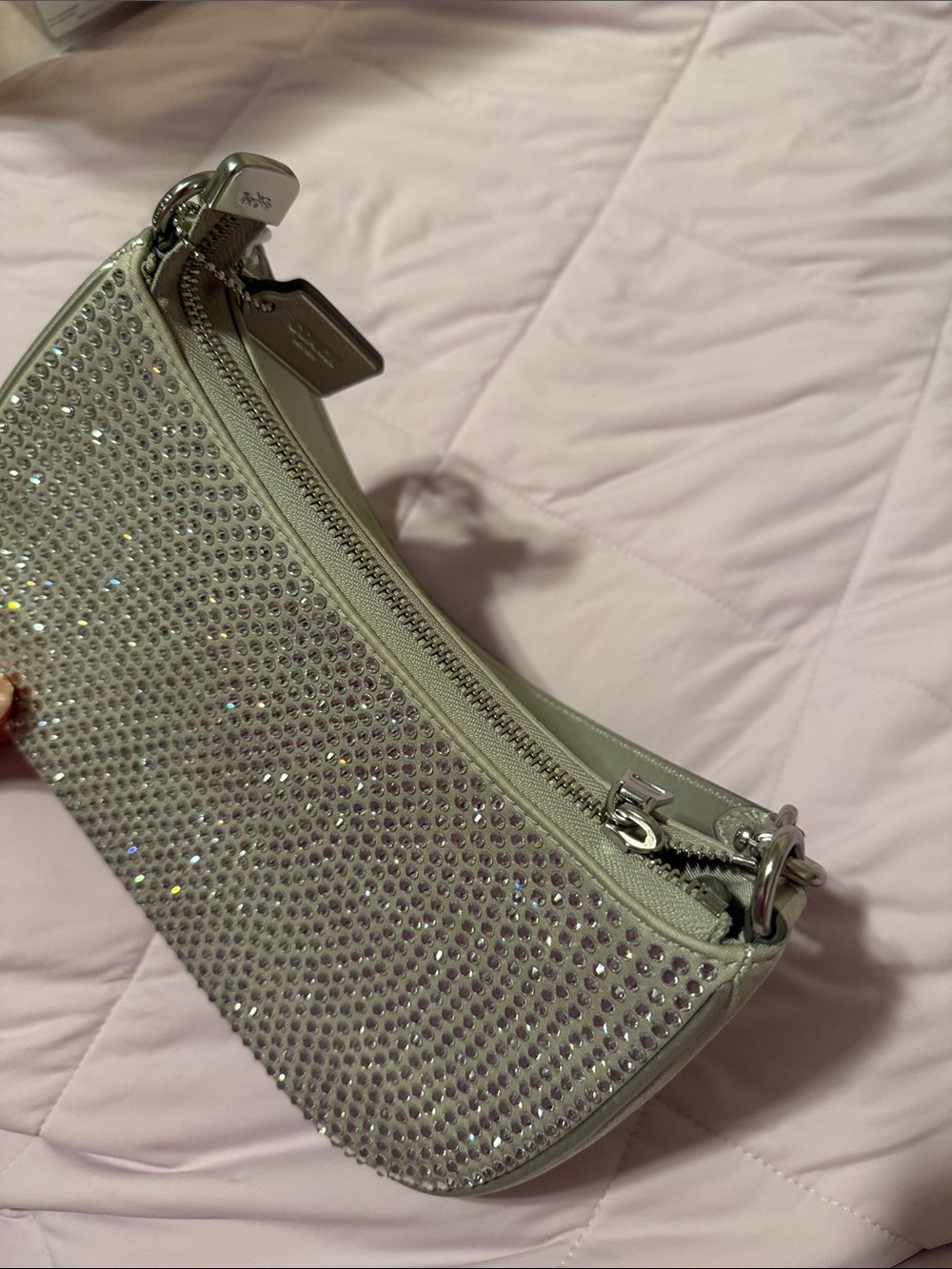 NWT Coach Teri Shoulder Bag with Crystal Rhinestones in Metallic Silver - Picture 5 of 6